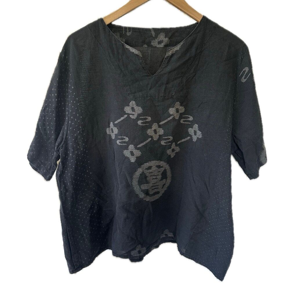 Unbranded Women's 100% Cotton Semi Sheer Asian Inspired Lightweight Tunic Top L